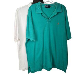 Mens XL Two Piece Polo Set Bold Sky Blue + White Casual Golf Work Office Dad